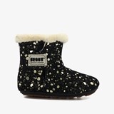 Leren babyschoenen zwart met gouden vlokken