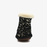 Leren babyschoenen zwart met gouden vlokken