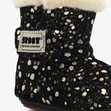 Leren babyschoenen zwart met gouden vlokken