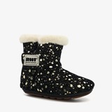 Leren babyschoenen zwart met gouden vlokken