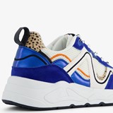 Dames dad sneakers blauw met panterprint