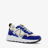 Blue Box dames dad sneakers blauw met panterprint