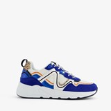 Dames dad sneakers blauw met panterprint