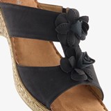 Dames slippers zwart met bloemen