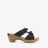 Dames slippers zwart met bloemen