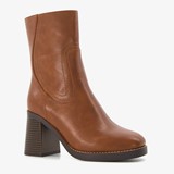 Dames enkellaarsjes met blokhak bruin