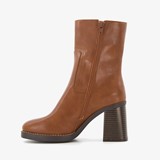 Dames enkellaarsjes met blokhak bruin