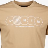 Heren T-shirt beige met tekst