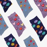 3 paar dames sokken met macarons