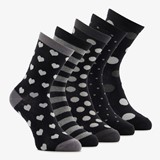 5 paar dames sokken met hartjes en stippen