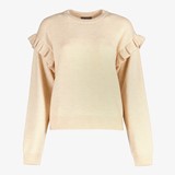 Dames trui met ruches beige