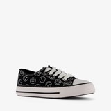 Canvas kinder sneakers zwart met smileys