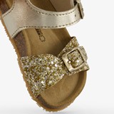 Leren meisjes sandalen met glitter goud