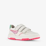 Braqeez leren meisjes sneakers wit roze