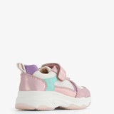 Leren meisjes sneaker wit metallic roze