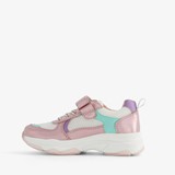 Leren meisjes sneaker wit metallic roze