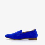 Suede dames loafers kobalt blauw