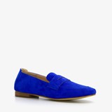 Suede dames loafers kobalt blauw