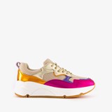 Leren dames dad sneakers metallic