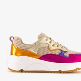 Leren dames dad sneakers metallic