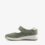 Dames ballerina's met klittenband groen