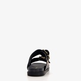 Leren dames slippers met studs zwart goud