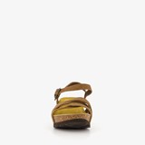 Suede sandalen met sleehak taupe