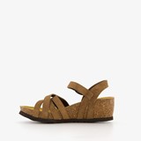 Suede sandalen met sleehak taupe