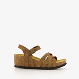 Suede sandalen met sleehak taupe