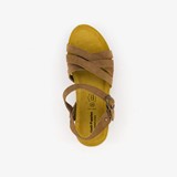 Suede sandalen met sleehak taupe