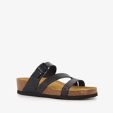Dames bio slippers met sleehak zwart