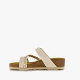 Dames bio slippers met sleehak goud