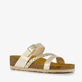 Dames bio slippers met sleehak goud