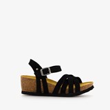Leren sandalen met sleehak zwart