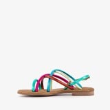 Leren sandalen metallic meerkleurig