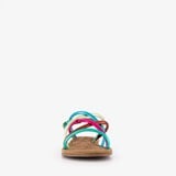 Leren sandalen metallic meerkleurig