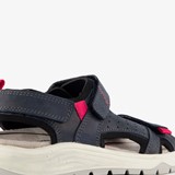 Leren dames sandalen blauw rood