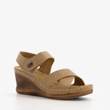 Blue Box dames sandalen met sleehak taupe