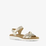 Leren dames sandalen wit goud