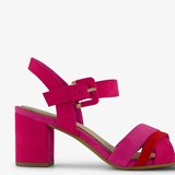 Dames sandalen met hak roze rood