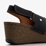 Leren dames sleehak sandalen zwart