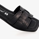 Leren dames slippers zwart
