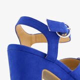 Dames sandalen met hak kobalt blauw
