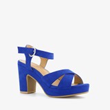 Dames sandalen met hak kobalt blauw