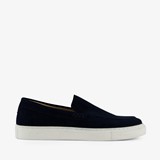 Suede heren instappers donkerblauw