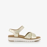 Leren dames sandalen metallic goud