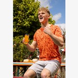 Heren T-shirt met bloemenprint oranje