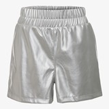 Dames metallic PU short zilver