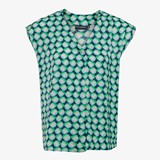 Mouwloze dames blouse groen blauw