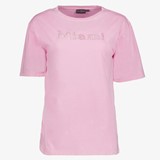 Dames acid wash T-shirt Miami roze